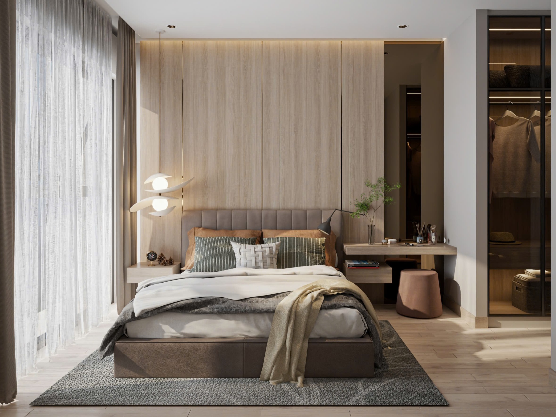 phòng ngủ căn hộ hiện đại tại singapore