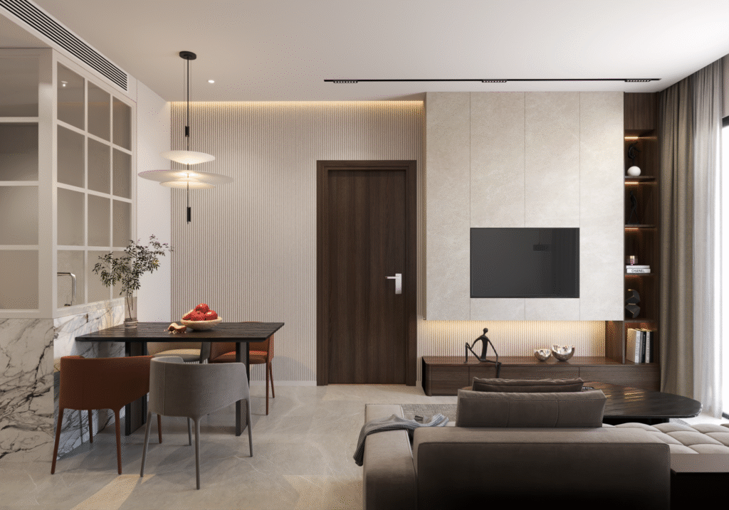 Cải tạo nội thất căn hộ 58m² không gian livingroom