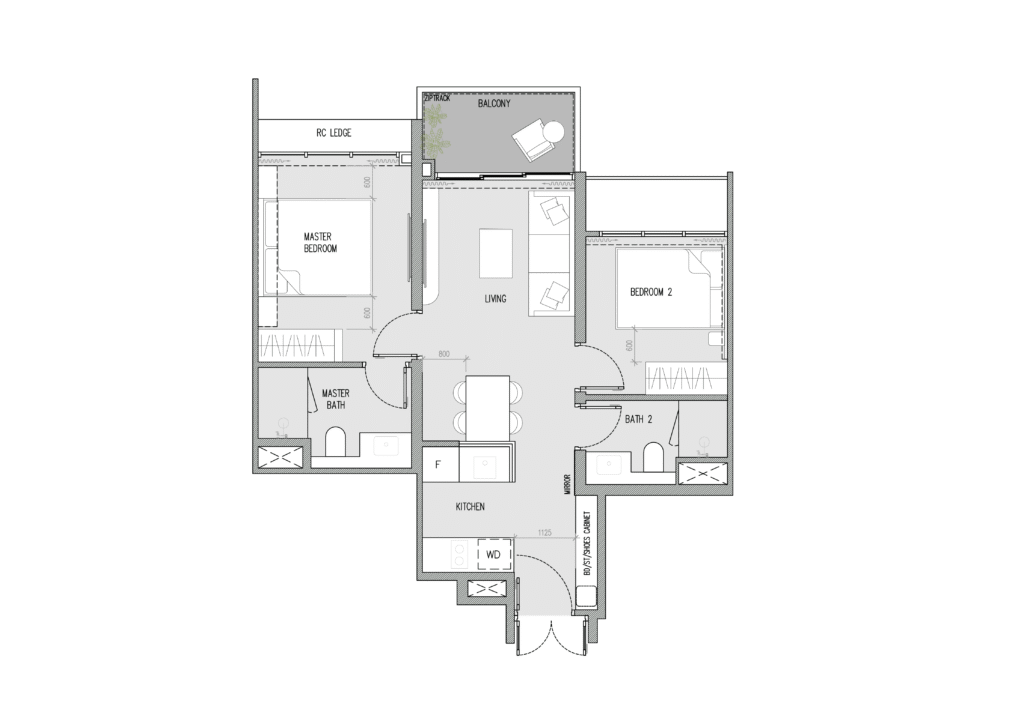 căn hộ 58m² layout