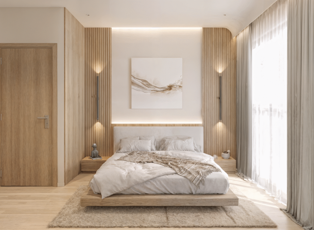 trang trí căn hộ japandi 80m2 bedroom