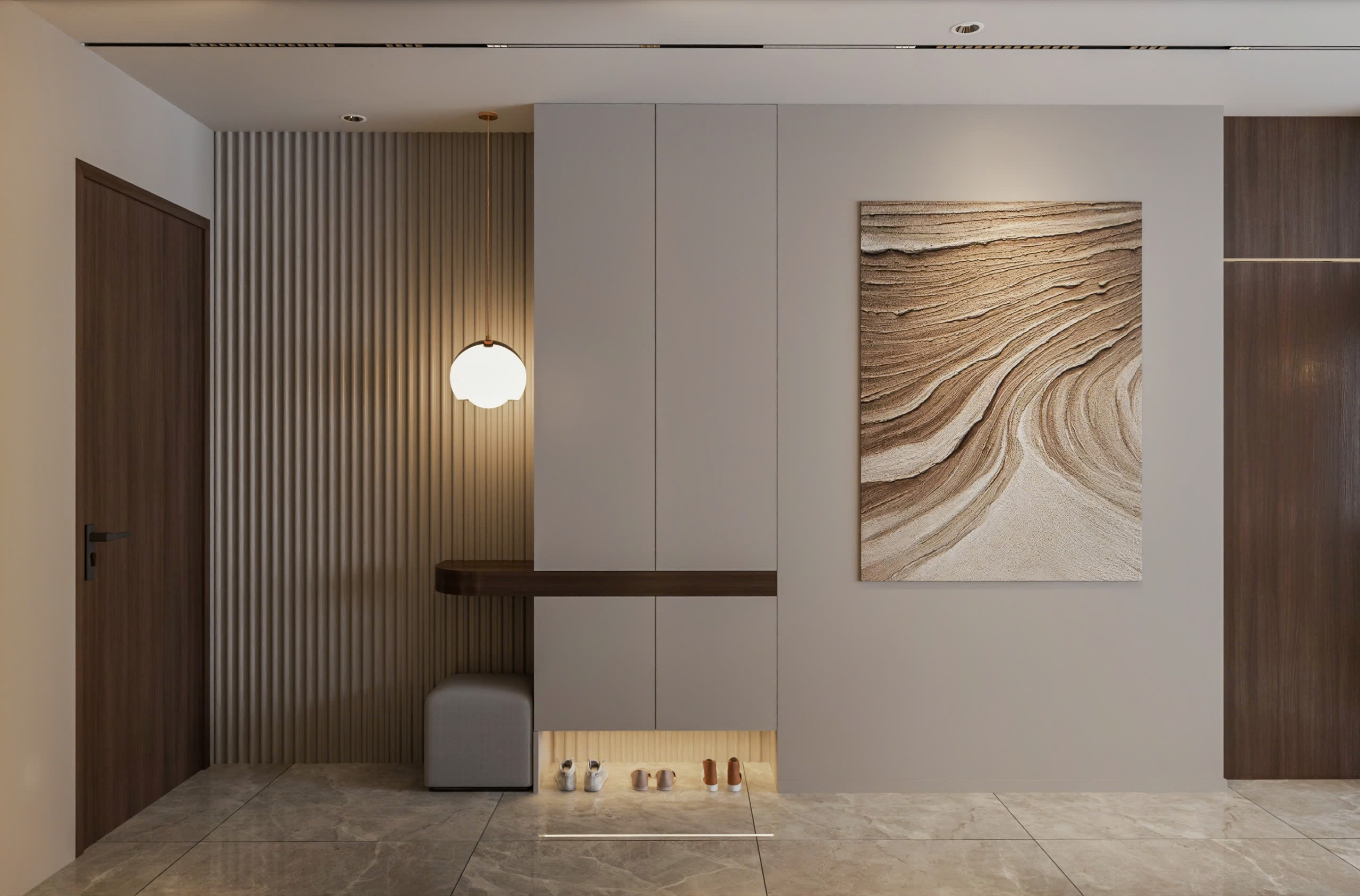 lối vào thiết kế nội thất căn hộ đương đại