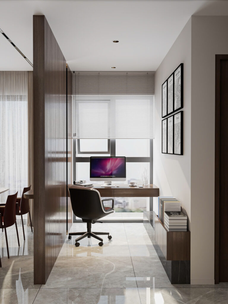 bố trí rèm khu vực làm việc okkovn studio