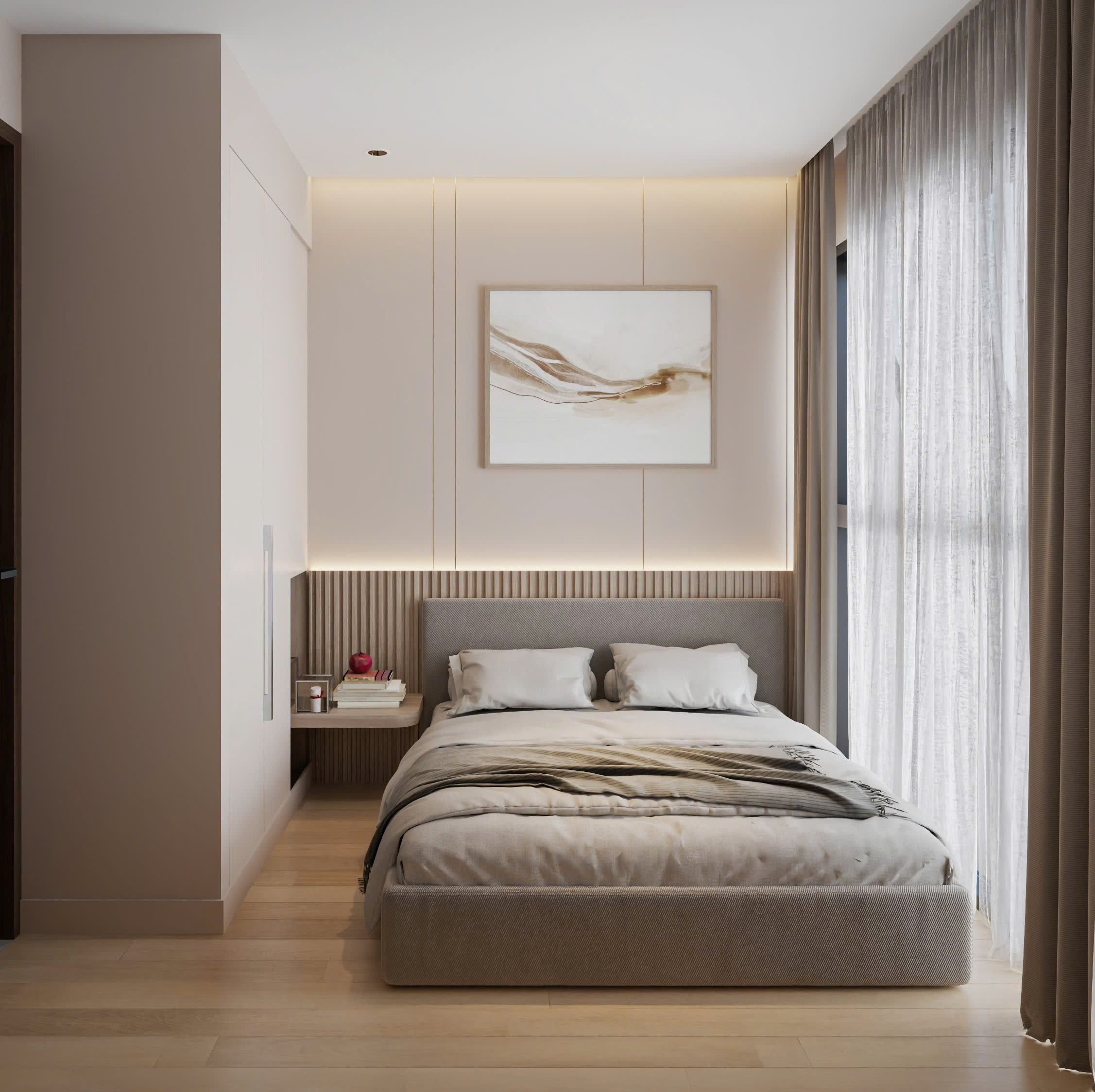 phòng ngủ 2 thiết kế nội thất căn hộ đương đại