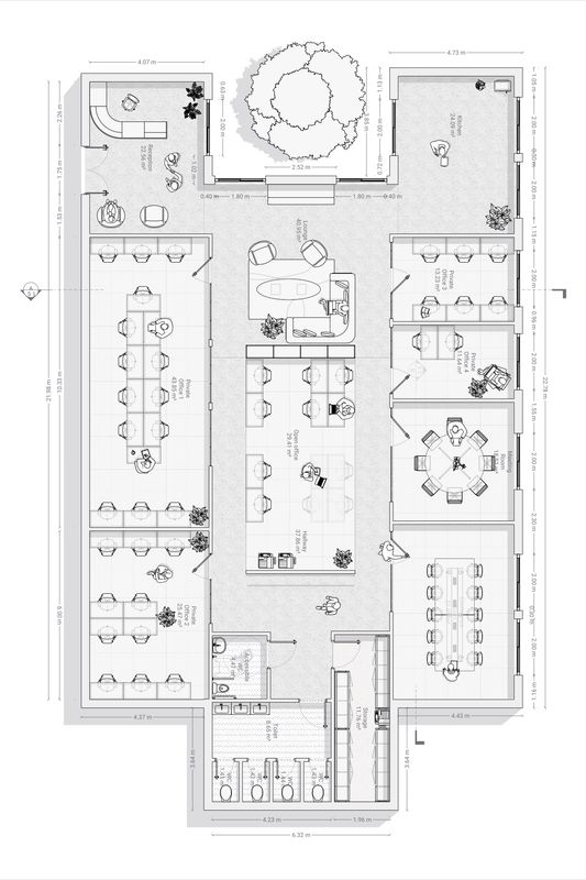 layout mẫu thiết kế văn phòng 