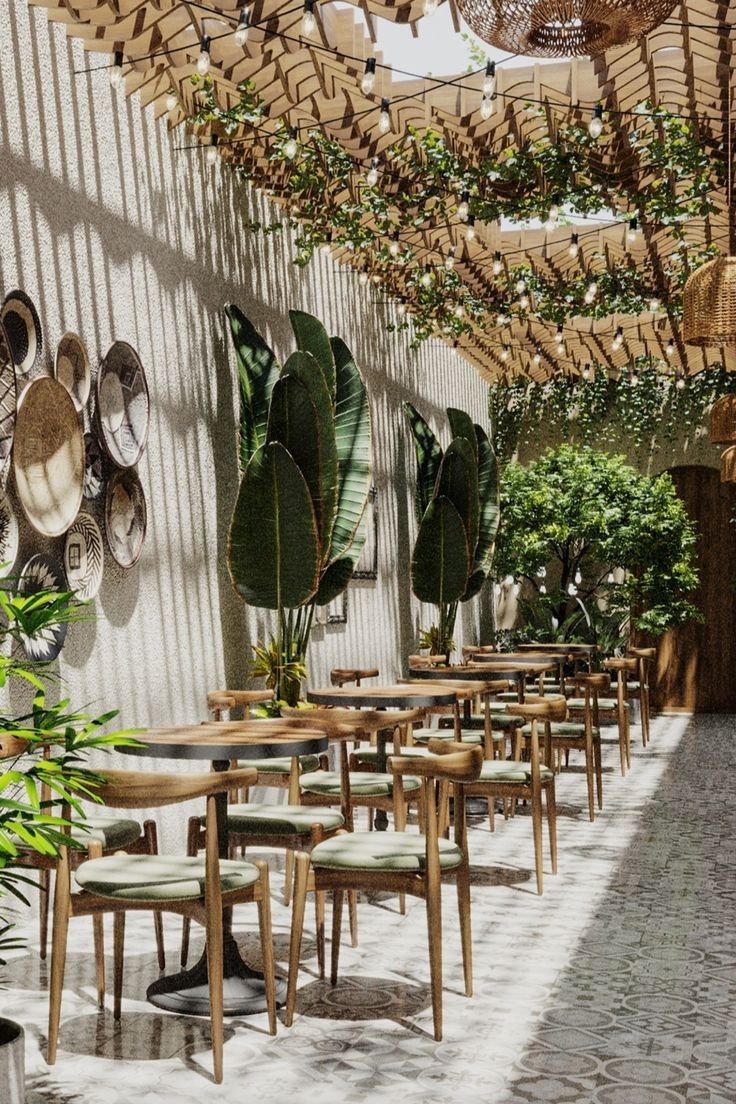 thiết kế quán cà phê biển phong cách tropical