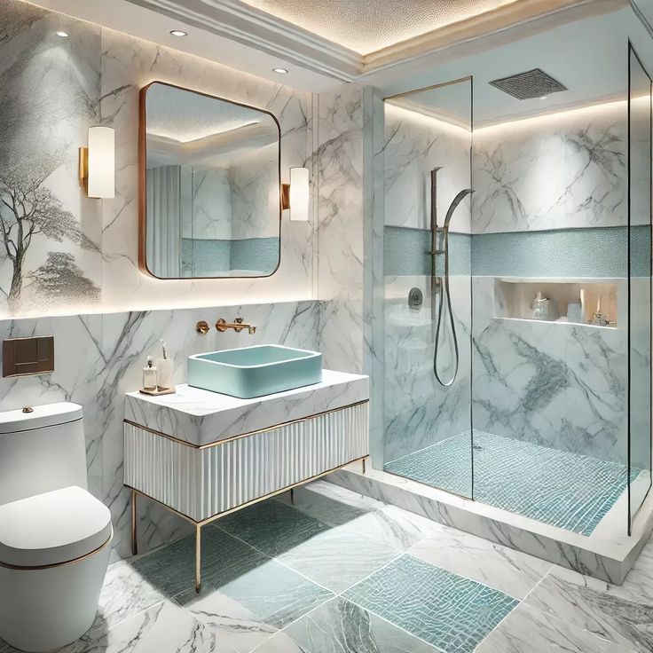 thiết kế nhà tắm phong cách và màu sắc coastal