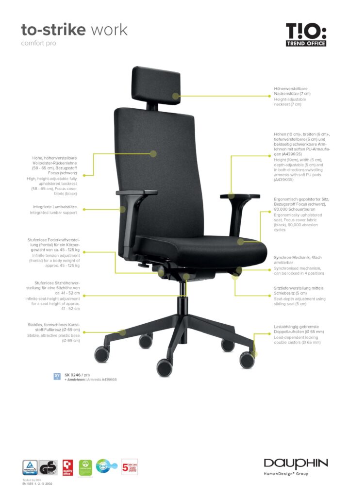 ghế công thái học dauphin cho văn phòng làm việc tại nhà